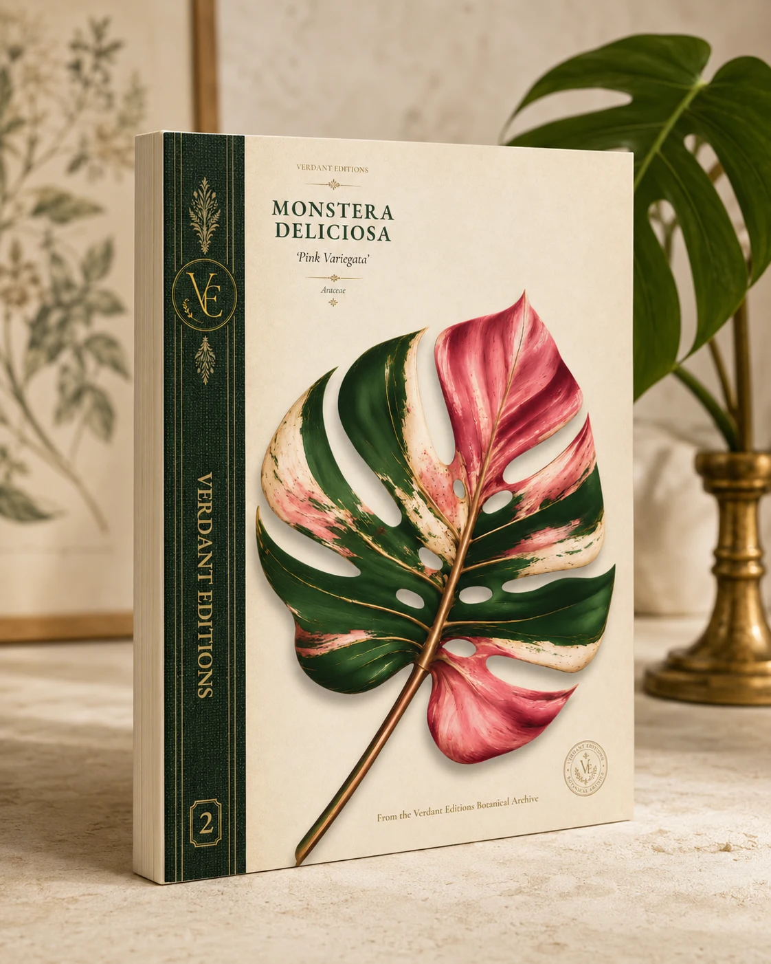 A Verdant Editions journal displayed in a sunlit botanical setting